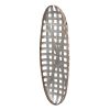 37.4” Vintage Snowshoe Shape Metal Wall Art with Distressed Grid Pattern Design