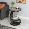 2 Tier Round End Side Table with Open Bottom Shelf Rack