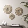 Set of 3, Round Natural Fiber Wall Decor Mirrors