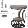 2 Tier Round End Side Table with Open Bottom Shelf Rack