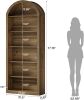 High Wooden Arched Bookshelf Display Rack with 6 Tiers and Closed Back Design