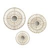 Set of 3, Round Natural Fiber Wall Decor Mirrors