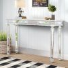 Mirror Console Table with Vintage Wood Grain Carvings