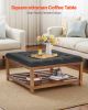 VEVOR 34.5” Large Square Ottoman Coffee Table with Storage Shelf and Button-Tufted Top