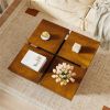 Modern Square Floating Coffee Table Okume Wood Veneer 4-Section Storage Walnut & Black