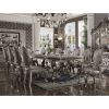 Set of 2 Silver & Antique Platinum Oval Back Chairs with Floral Backrest Design and Motif Design Legs and Chair Top