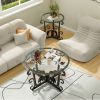 3-Piece Coffee Table Set with Tempered Glass and Black Metal Frame