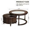 Modern Nesting Coffee Table Set with Tempered Glass and Solid Wood Frame