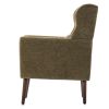 Chenille Upholstered Modern Accent Chair with Matching Waist Pillow and Wood Legs with Foot Pads