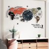 29.1" Modern Novelty World Map Wall Clock with Crystal Quartz Silent Movement and Adjustable Brightness Based on Surrounding Environment