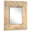 19” Hand Carved Solid Mango Wood Mirror with Color & Grain Variations for Each Mirror