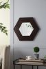 18.5" Hexagon Mirror with Dark Brown Teak Wood Frame