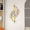 39.4" Unique Metal Hanging Wall Clock with 3D Geometric Gold Frame, Hand Painted and Silent Pointer Movement