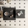 Modern Wood Nesting Coffee Table Set, 2-Piece with Cylindrical & Fluted Pedestal