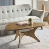Ink+Ivy Blaze Triangle Wood Coffee Table with Asymmetrical Sculptural Base and Natural Elm Wood Finish