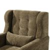 Chenille Upholstered Modern Accent Chair with Matching Waist Pillow and Wood Legs with Foot Pads