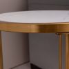Sintered Stone Round End Table with Gold Stainless Steel Frame and Marble Color Top