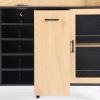 59" H Buffet Sideboard Cabinet with Wine Rack, 2 Bottom Doors, 1 Large Pullout Door, 2 Top Sliding Doors, Power Strip Outlets and Spacious Countertop