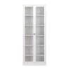 72” White Metal Cabinet with 5 Adjustable Shelves and 2 Inlaid Clear Tempered Glass Doors