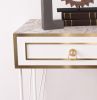 White and Gold Ardeno Console Table with Metal Legs