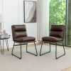 Set of 2, Milos Contemporary Upholstered Dining Chairs, Faux Leather Fabric with Sled Like Metal Base and Protective Foot Pads