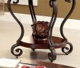 Traditional Cherry Brown End Table with Scroll Detail Legs, Ornate Design and Protective Foot Pads
