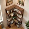6 Tier Tall L Shaped Corner Bookshelf with Dual Sided Open Shelves and 10 Compartments For Storage & Display