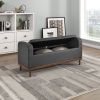 Gray Modern Button Tufted Lift Top Ottoman or Storage Bench with Walnut Finish Frame