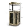 Industrial Rustic Corner Bar Cabinet with 2 Bottom Doors, Glass Holders and Adjustable Shelf
