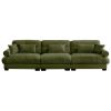Extra Large 3 Seat Modern Velvet Olive Green Sofa with 3 Matching Waist Pillows and 2 Matching Throw Pillows
