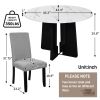 5-Piece Round Dining Table Set with 4 Upholstered Linen Chairs, Marble Texture Tabletop and H Shaped Table Legs