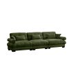 Extra Large 3 Seat Modern Velvet Olive Green Sofa with 3 Matching Waist Pillows and 2 Matching Throw Pillows