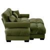 Over Size Modern Velvet Two-Seater Sofa with Ottoman and Matching Waist and Throw Pillows