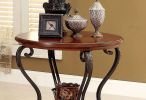 Traditional Cherry Brown End Table with Scroll Detail Legs, Ornate Design and Protective Foot Pads