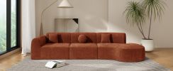 140" Modern Curved Sectional Sofa Chaise Lounge with 3 Matching Pillows and Ready For Use