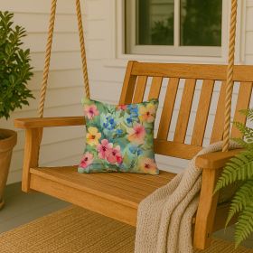 14” Alaska Forget-Me-Nots Throw Pillow with Watercolor Artwork, Indoor/Outdoor Usage and Machine Washable