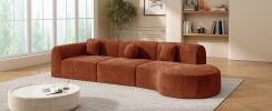 140" Modern Curved Sectional Sofa Chaise Lounge with 3 Matching Pillows and Ready For Use