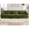 Extra Large 3 Seat Modern Velvet Olive Green Sofa with 3 Matching Waist Pillows and 2 Matching Throw Pillows