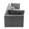 105'' Gray Corduroy 3 Seater Sofa with Removable Back Cushions and 5 Matching Pillows