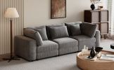 105'' Gray Corduroy 3 Seater Sofa with Removable Back Cushions and 5 Matching Pillows