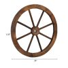 24” 2 Piece Old Western Style Garden Art Wall Decor with Brown Wooden Wagon Wheel Design