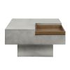 ACME Kailano Weathered Gray Finish Coffee Table with Corner Storage Tray and Solid Pedestal Base