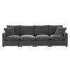 110” 4 Seat Sectional Couch Set with Gray Chenille Fabric, 2 Pillows, & Interchangeable Display Options