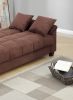 Contemporary Living Room Adjustable Sofa Couch in Chocolate Brown with 2 Matching Pillows, Cushioned Arms and Hidden Storage