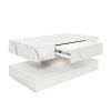 16.93” LED White Modern Coffee Table with Remote Control, 2 Tiers, 1 Top Storage Drawer and Pedestal Base