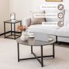 3-Piece Coffee Table Set with Round Coffee Table, 2 Square End Tables and Adjustable Foot Pads