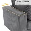 105'' Gray Corduroy 3 Seater Sofa with Removable Back Cushions and 5 Matching Pillows