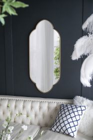 Unique Shaped Champagne Gold Decorative Wall Mirror with Notched Edges and Iron Frame