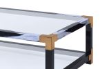 Lafty Clear Tempered Glass and White Brushed Finish Coffee Table