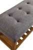 ACME Charla Gray Bench with Button Tufted Padded Seat and Wooden Slatted Bottom Shelf